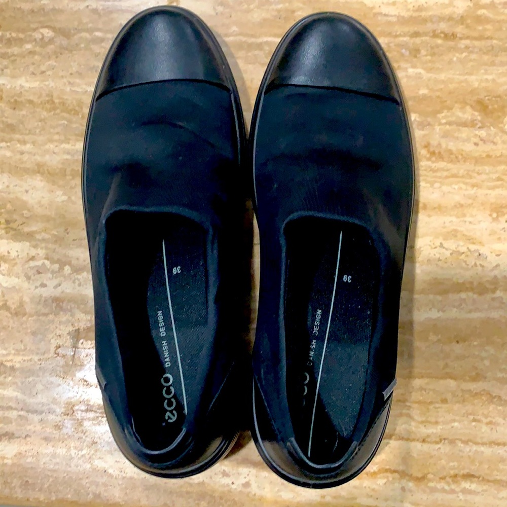 Ecco Soft 7 Black Wedge Slip On Shoes